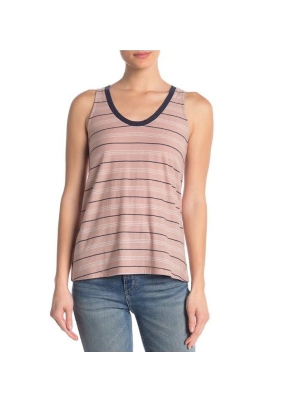 SUSINA Stripe Cinch Back Tank Top